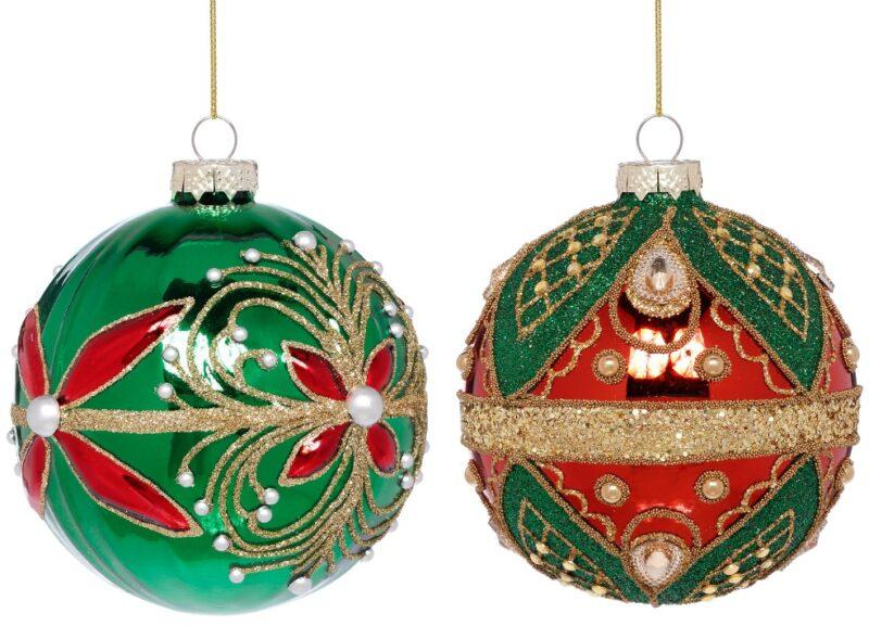 Christmas Scroll Jewel Ornament, Box of 6 - 4 Inches