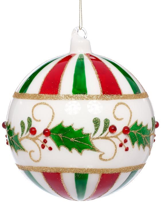 Holly Striped Ornament - 6 Inches