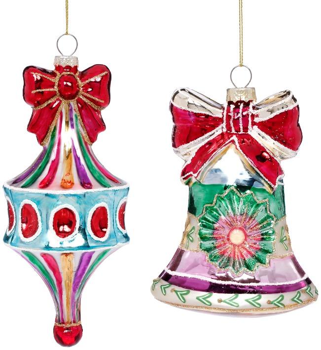 Festive Bell with Bow Ornament, Assortment of 2 - 5 to 7 Inches