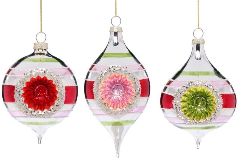 Striped Reflectory Ornament, Box of 6 - 3 Inches