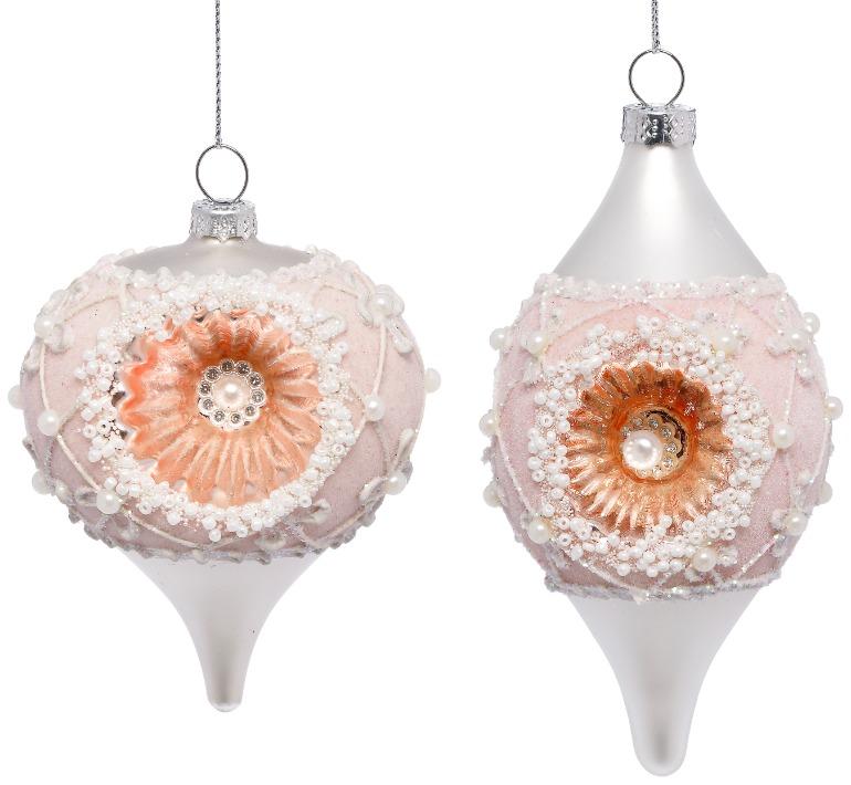 Pink Pearl Drop Ornament, Box of 6 - 5.5 Inches