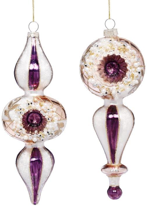 Double Reflector Finial Ornament, Box of 4 - 8 Inches