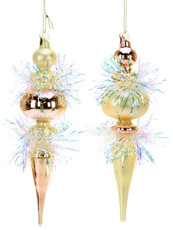 Iridescent Pastel Icicles Ornament, Assortment of 2 - 9.5 Inches
