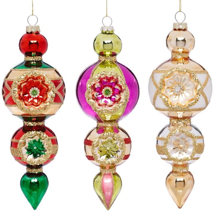 Triple Stack Drop Ornament, Box of 6 - 9 Inches