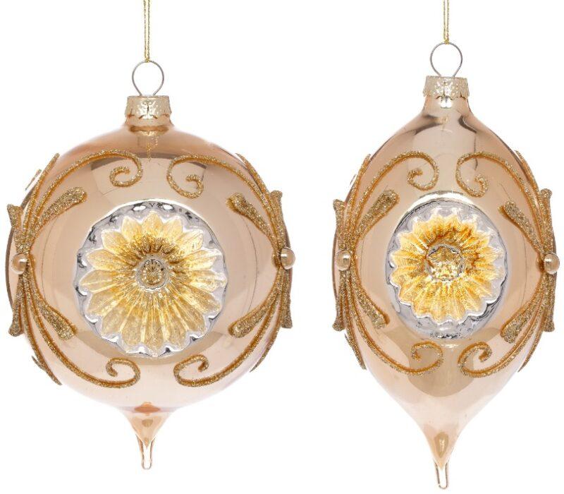 Scrolled Reflector Ornament, Box of 6 - 4 Inches