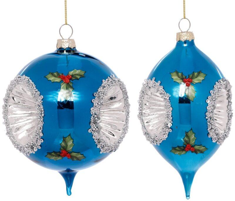 Holly Silver Sparkle Ornament, Box of 6 - 6 to 7 Inches