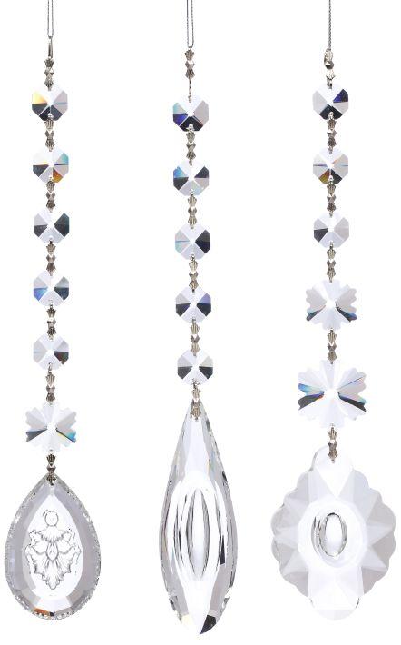 Jewel Crystal Drop Ornament, Assortment of 3 - 11 Inches