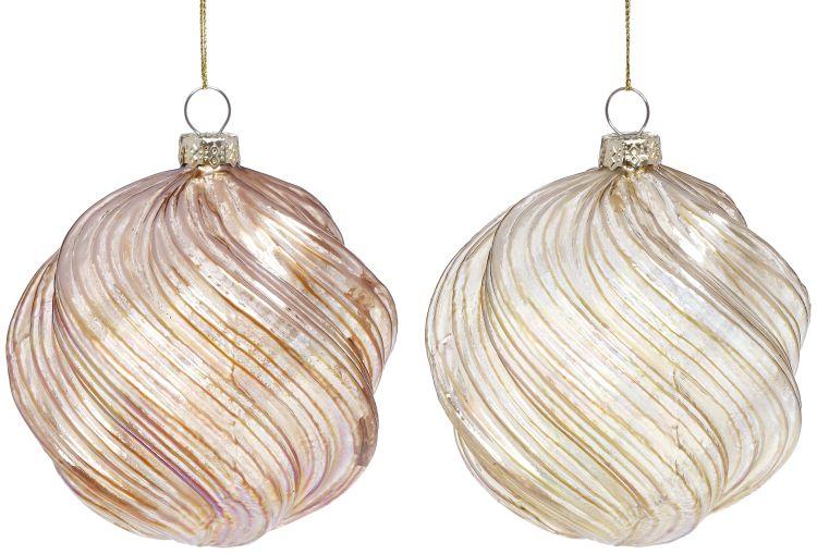 Iridescent Swirl Ball Ornament, Box of 6 - 4 Inches