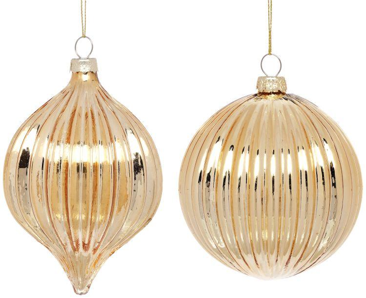 Ribbed Gold Ornament, Box of 6 - 4 Inches
