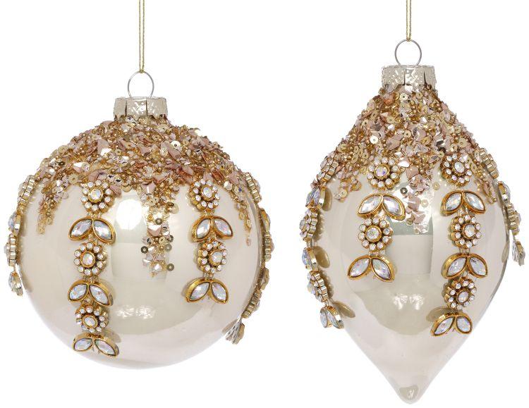 Jeweled Cascade Ornament, Box of 6 - 4 Inches