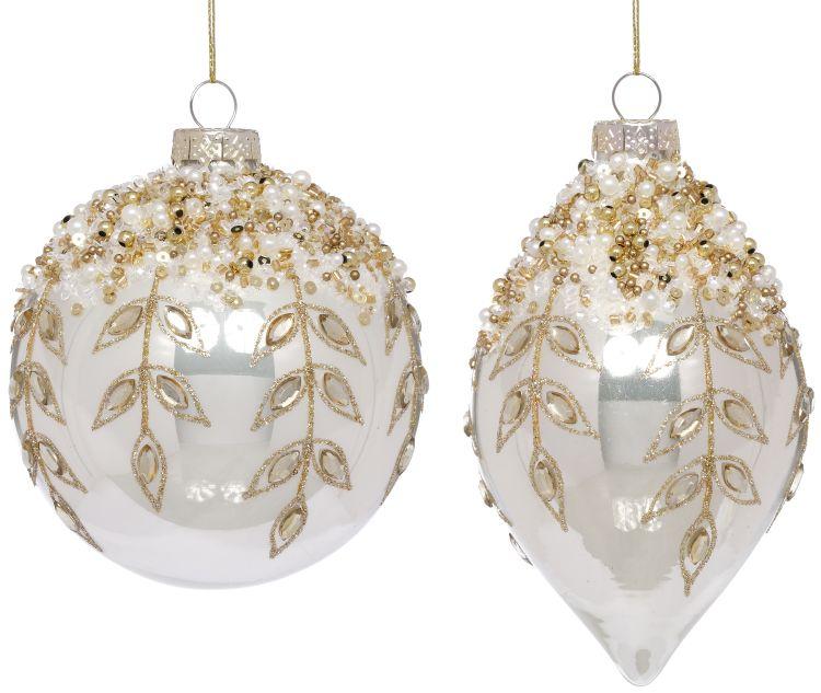 Golden Floral Finial Ornament, Box of 6 - 4 Inches