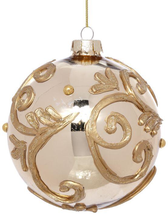 Gold Scroll Ball Ornament - 5 Inches