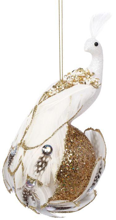 Peacock on Ball Ornament - 8 Inches