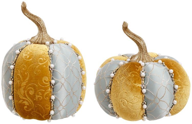 Pearl Pumpkin, Aqua/Tan, Assortment of 2-7- 9 Inches