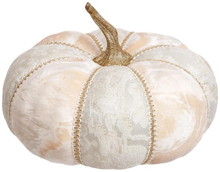 White Blush Lace Pumpkin-11.5 x 8.5 Inches