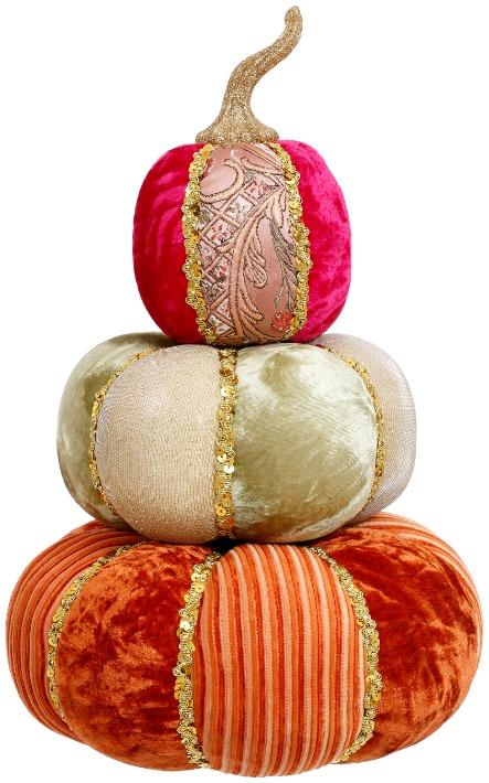Stacked Velvet Pumpkin-18.5 Inches
