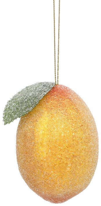 Frosted Lemon Ornament , Box of 6 - 4 Inches
