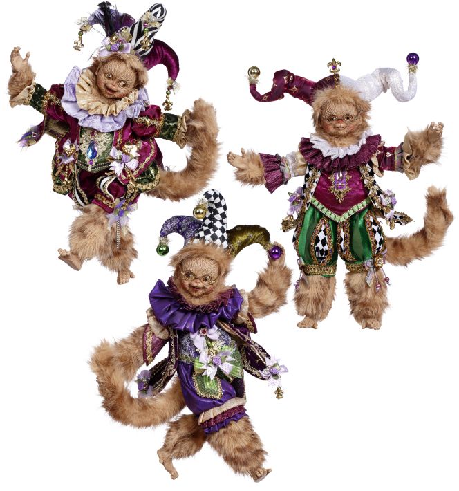 Mardi Gras Monkey, Small, Assortment of 3- 16  Inches