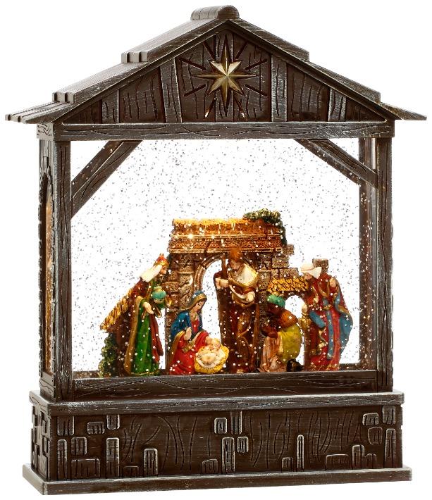 Holy Family Stable Scene with LED - 10 Inches