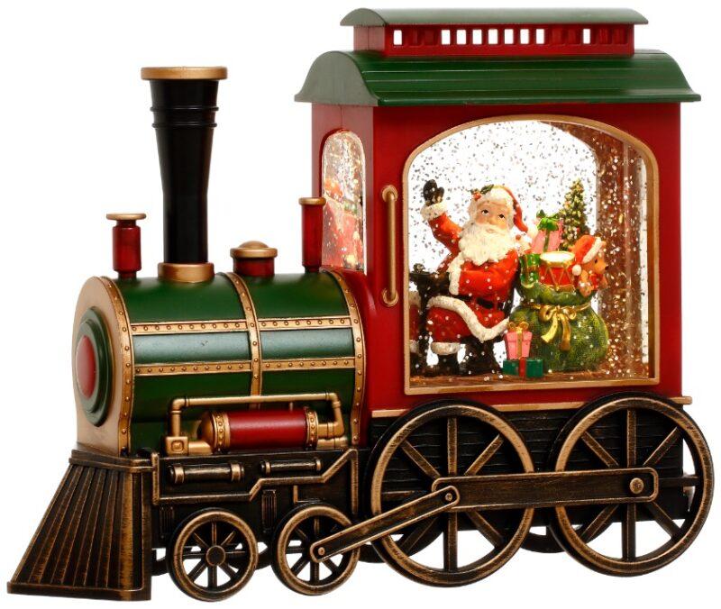 Santa Train Scene with LED - 10 x 8 Inches