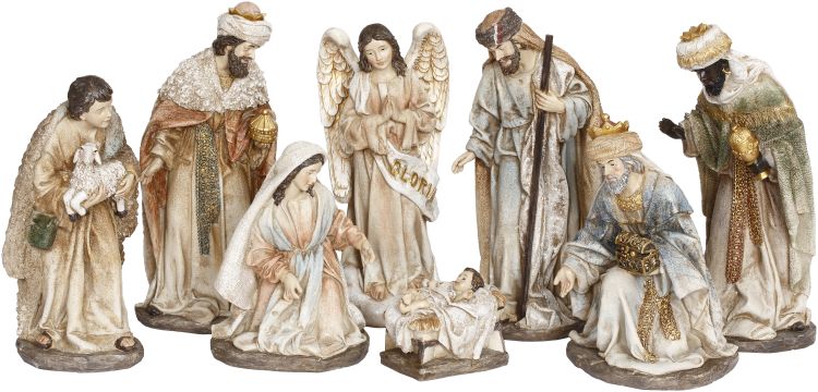 Nativity Scene, Set of 8 - 10 Inches