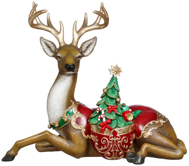 Deer with Holiday Tree - 31.5 x 26 Inches
