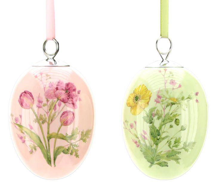 Floral Egg Ornament, Assortment of 3 - 3 Inches