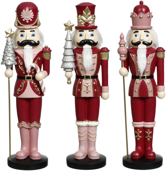 Nutcracker With Mustache, Assortment of 3 - 15.5 Inches