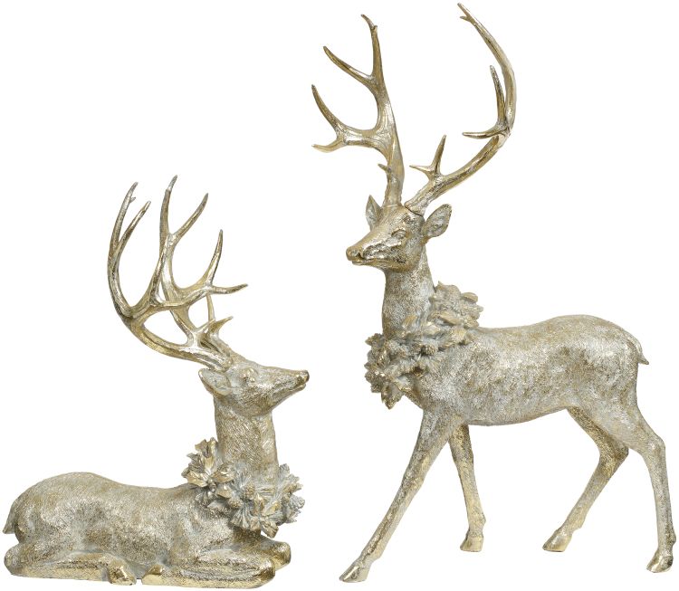 Deer With Wreath, Assortment of 2 - 19 - 28 Inches