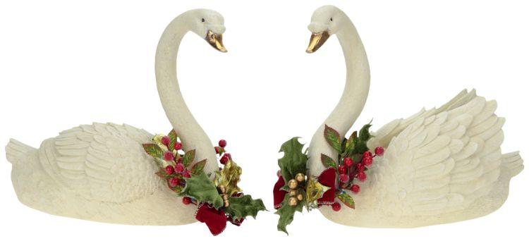 Trimmed Holiday Swan, Assortment of 2 -16 x 14 Inches