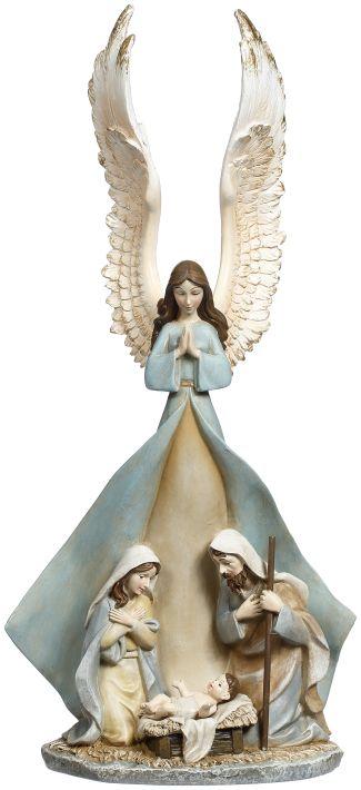 Angel with Holy Family - 18.5 Inches