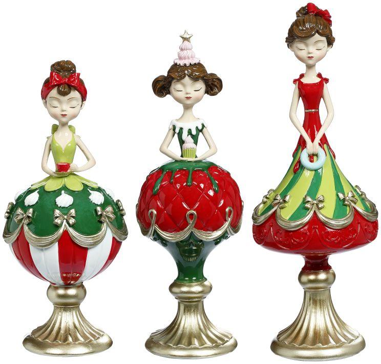 Holiday Girl Finial Décor, Assortment of 3 - 13 Inches