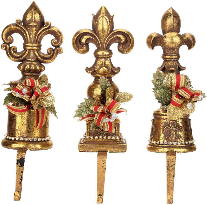 Jeweled Fleur de Lis Stockingholder - 13 Inches, Assortment Of 3