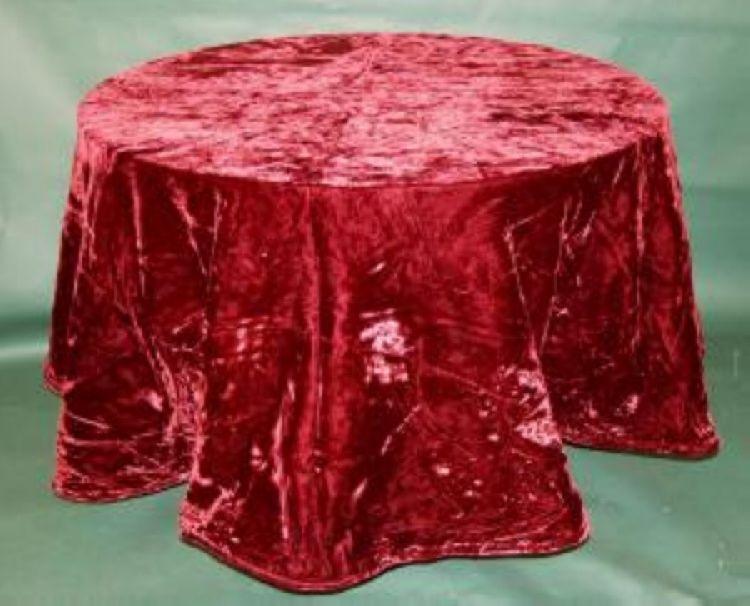 Velvet Tablecloth Round, Burgundy - 90 Inches