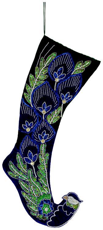 Peacock Feather Stocking - 22 x 7 Inches