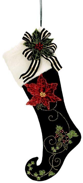 Poinsettia Ivy Stocking - 22 x 7 Inches