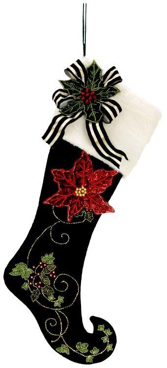 Poinsettia Ivy Stocking - 22 x 7 Inches