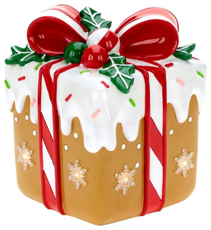 Lighted Gingerbread Gift Box - 10 Inches