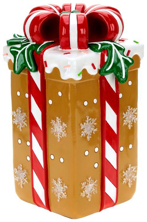 Lighted Gingerbread Gift Box - 16 Inches
