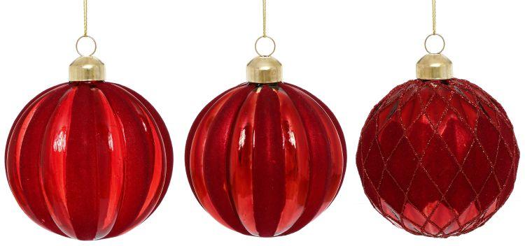 Shiny Embossed Ornament, Assortment of 3 - 3 Inches