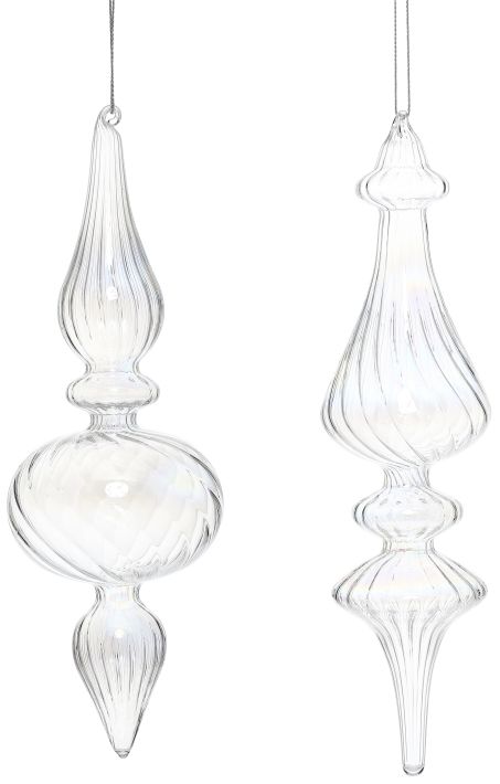 Shiny Swirl Finial Ornament, Assortment of 2 - 9 Snches