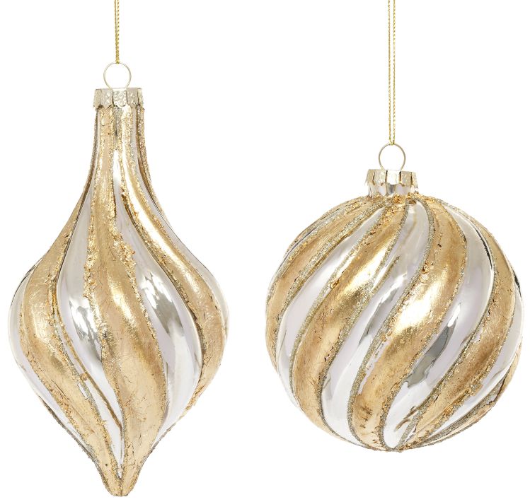 Spiral  Shiny  Ornament, Assortment of 2 - 4-6 Inches
