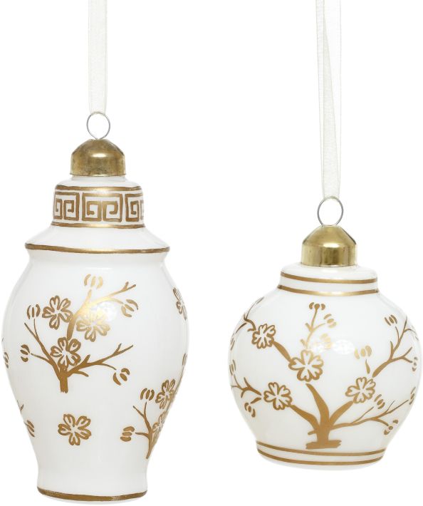 Chinoiserie Jar Ornament, Assortment of 2 - 3-5 Inches