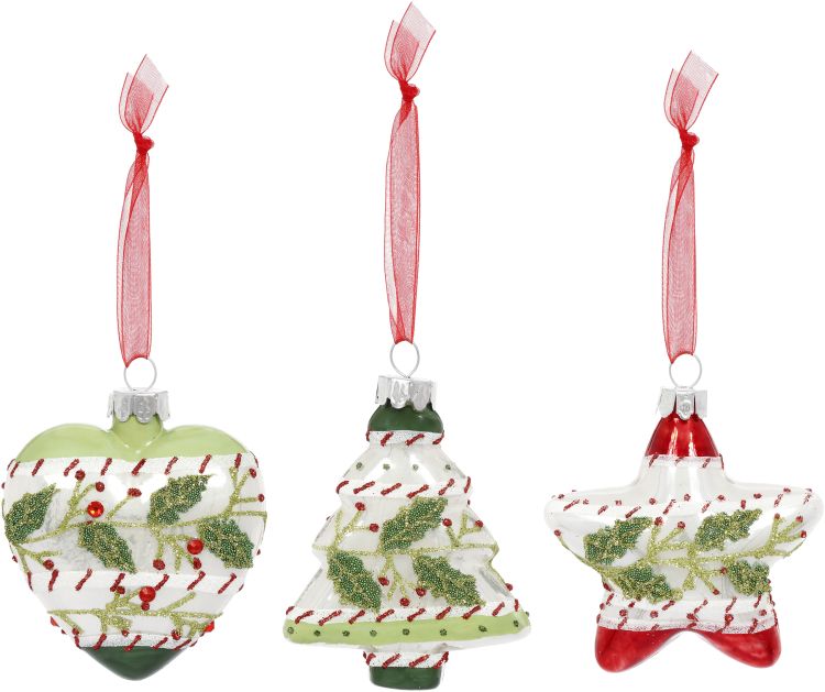 Holly Berry Christmas Tree Ornament, Assortment of 3 - 3 Inches