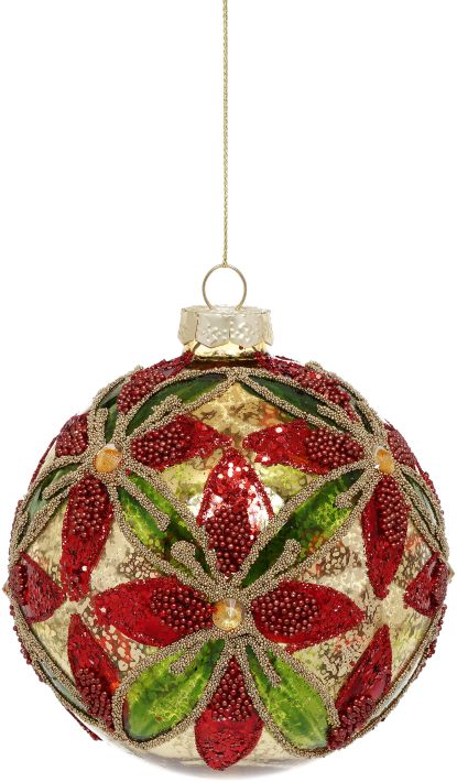 Festive Poinsettia Ornament - 4 Inches