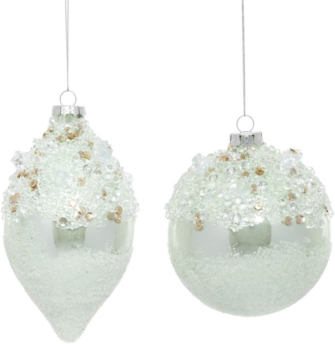 Iced Flowing  Ornament, Assortment of 2 - 4-6 Inches