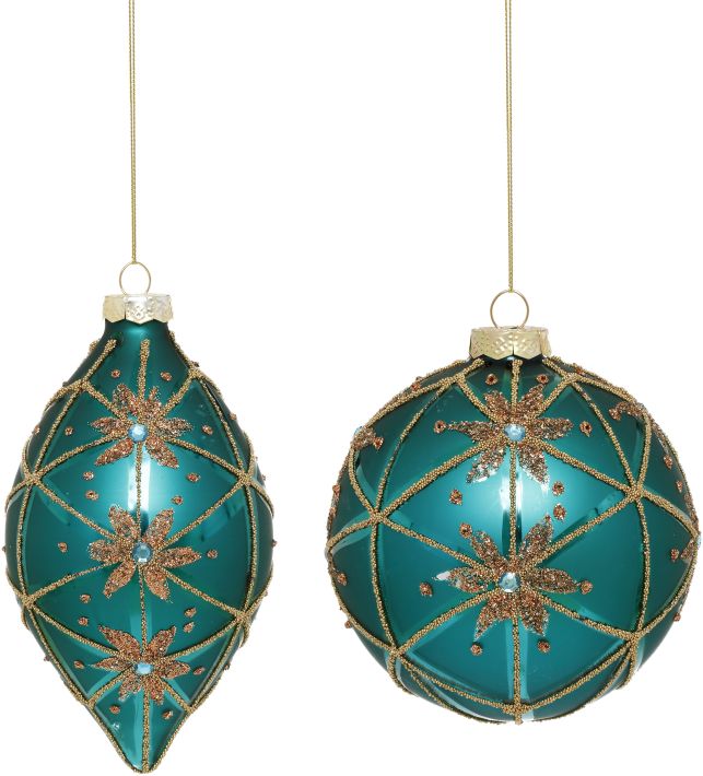 Geometric Floral Ornament, Assortment of 2 - 4-5 Inches