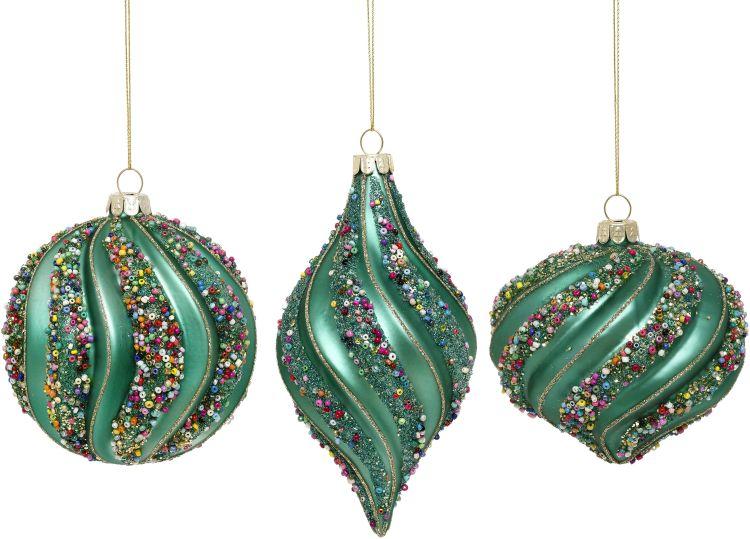 Sprinkle Glittered Ornament, Assortment of 3 - 4-6 Inches