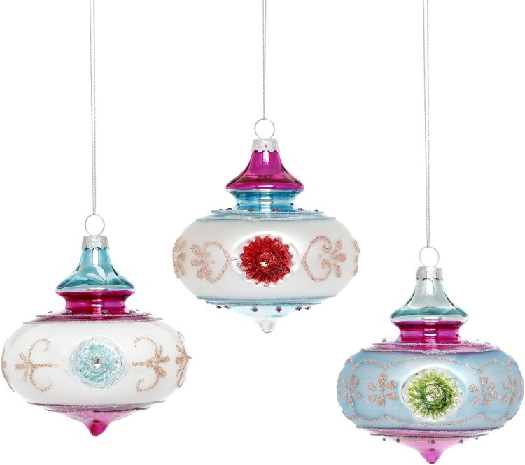 Pastel Onion Ornament, Assortment of 3 - 3 Inches