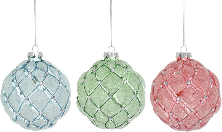Pastel Harlequin Ornament, Assortment of 3 - 4 Inches